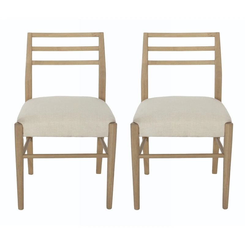 Light Ash Ladder-Back Upholstered Dining Chair, Set of 2