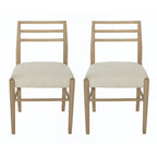 Light Ash Ladder-Back Upholstered Dining Chair, Set of 2
