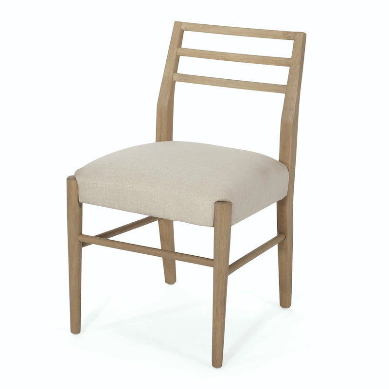Light Ash Ladder-Back Upholstered Dining Chair, Set of 2