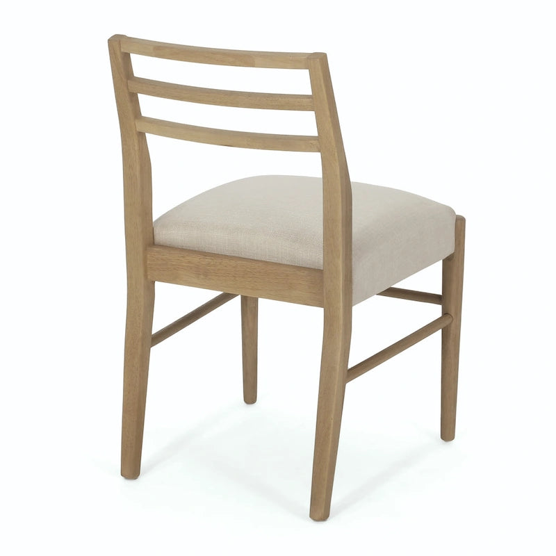 Light Ash Ladder-Back Upholstered Dining Chair, Set of 2