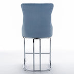 Velvet High-Back Counter Barstool, Button-Tufted, Chrome Base, Set of 2