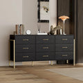 9-Drawer Dresser, Black / White, Gold Handles, Single