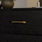 9-Drawer Dresser, Black / White, Gold Handles, Single