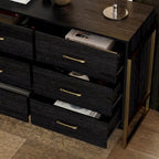 9-Drawer Dresser, Black / White, Gold Handles, Single