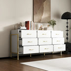 9-Drawer Dresser, Black / White, Gold Handles, Single