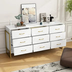 9-Drawer Dresser, Black / White, Gold Handles, Single