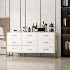 9-Drawer Dresser, Black / White, Gold Handles, Single