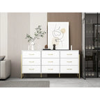 9-Drawer Dresser, Black / White, Gold Handles, Single