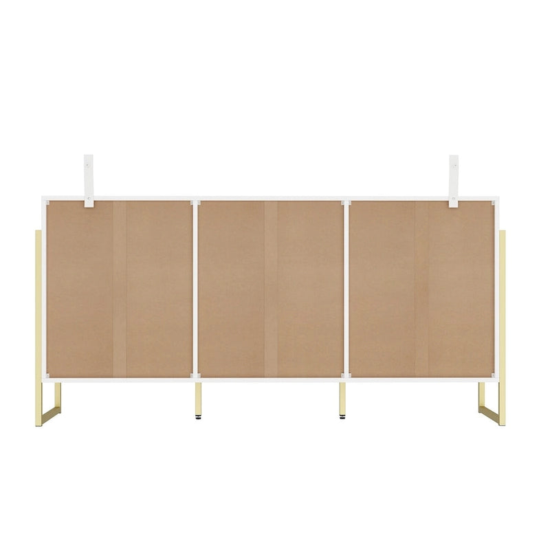 9-Drawer Dresser, Black / White, Gold Handles, Single