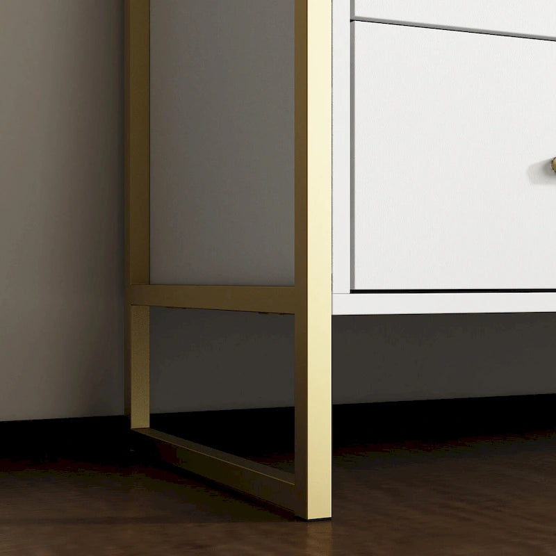 9-Drawer Dresser, Black / White, Gold Handles, Single