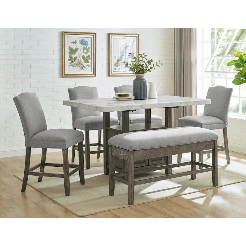 Driftwood Storage Counter Bench, Ash Grey, 1-Seat