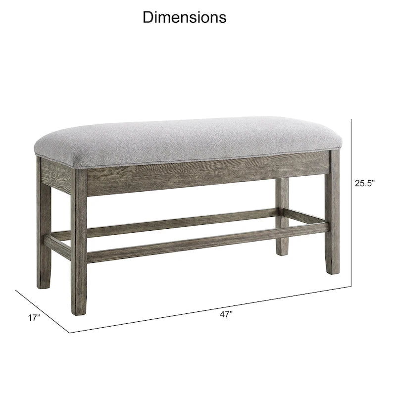 Driftwood Storage Counter Bench, Ash Grey, 1-Seat