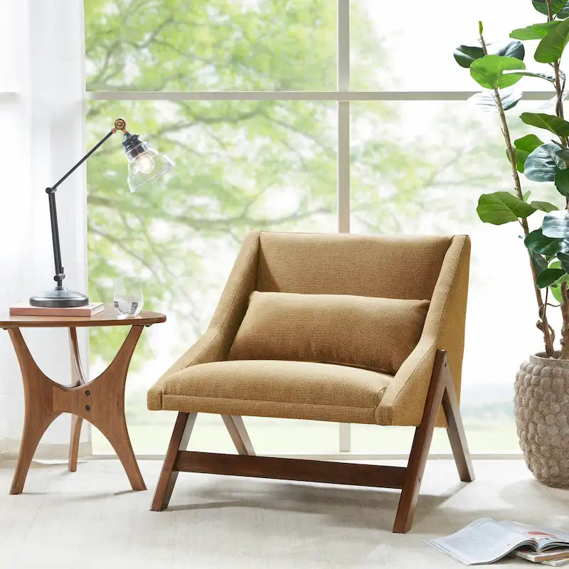 Mustard Yellow / Pecan Lounge Chair – 1 Seat