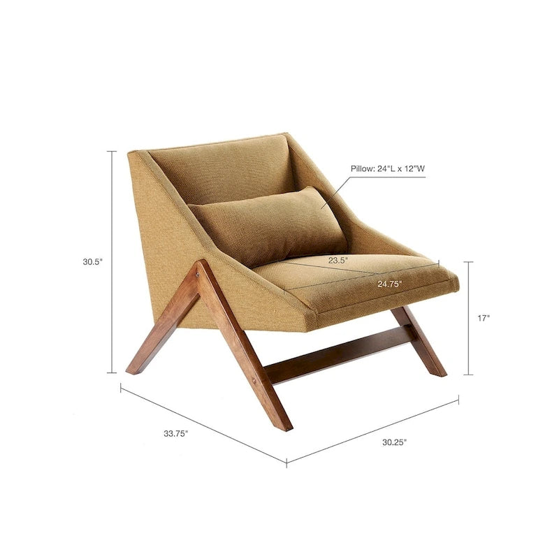 Mustard Yellow / Pecan Lounge Chair – 1 Seat