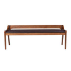 Mid-Century Dining Bench, Brown/Black Faux Leather, Seats 2