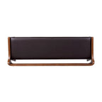 Mid-Century Dining Bench, Brown/Black Faux Leather, Seats 2