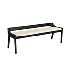 Mid-Century Dining Bench, Brown/Black Faux Leather, Seats 2