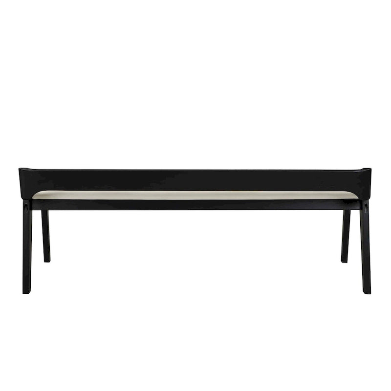 Mid-Century Dining Bench, Brown/Black Faux Leather, Seats 2