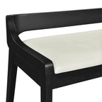 Mid-Century Dining Bench, Brown/Black Faux Leather, Seats 2
