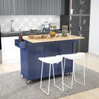 Rolling Kitchen Island with Drop-Leaf & Locking Wheels – Blue / White / Black / Grey, 2-Person Assembly