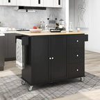 Rolling Kitchen Island with Drop-Leaf & Locking Wheels – Blue / White / Black / Grey, 2-Person Assembly