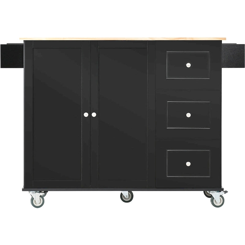 Rolling Kitchen Island with Drop-Leaf & Locking Wheels – Blue / White / Black / Grey, 2-Person Assembly