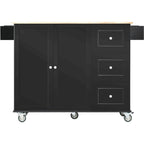 Rolling Kitchen Island with Drop-Leaf & Locking Wheels – Blue / White / Black / Grey, 2-Person Assembly
