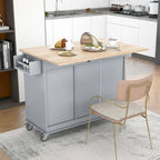 Rolling Kitchen Island with Drop-Leaf & Locking Wheels – Blue / White / Black / Grey, 2-Person Assembly