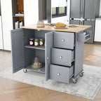 Rolling Kitchen Island with Drop-Leaf & Locking Wheels – Blue / White / Black / Grey, 2-Person Assembly