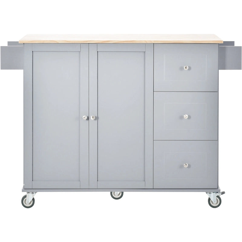 Rolling Kitchen Island with Drop-Leaf & Locking Wheels – Blue / White / Black / Grey, 2-Person Assembly