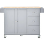 Rolling Kitchen Island with Drop-Leaf & Locking Wheels – Blue / White / Black / Grey, 2-Person Assembly