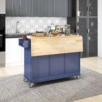 Rolling Kitchen Island with Drop-Leaf & Locking Wheels – Blue / White / Black / Grey, 2-Person Assembly