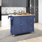 Rolling Kitchen Island with Drop-Leaf & Locking Wheels – Blue / White / Black / Grey, 2-Person Assembly