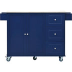 Rolling Kitchen Island with Drop-Leaf & Locking Wheels – Blue / White / Black / Grey, 2-Person Assembly