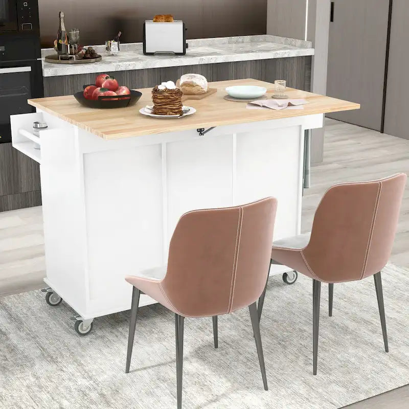 Rolling Kitchen Island with Drop-Leaf & Locking Wheels – Blue / White / Black / Grey, 2-Person Assembly
