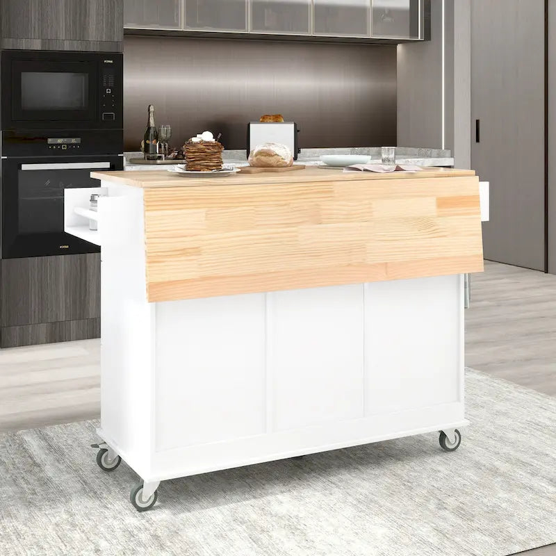 Rolling Kitchen Island with Drop-Leaf & Locking Wheels – Blue / White / Black / Grey, 2-Person Assembly