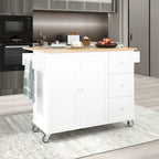 Rolling Kitchen Island with Drop-Leaf & Locking Wheels – Blue / White / Black / Grey, 2-Person Assembly