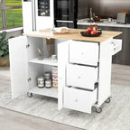 Rolling Kitchen Island with Drop-Leaf & Locking Wheels – Blue / White / Black / Grey, 2-Person Assembly