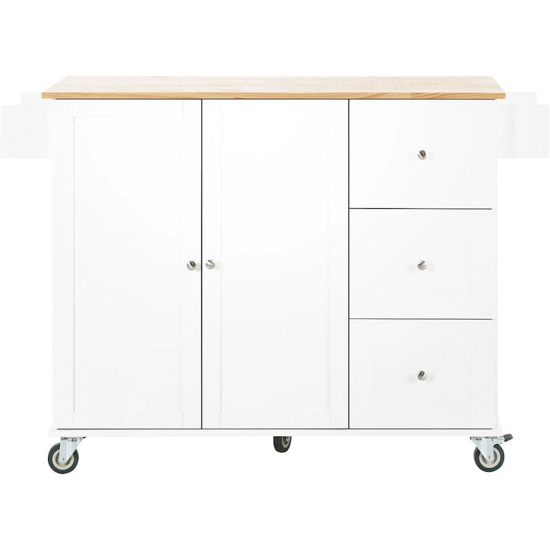 Rolling Kitchen Island with Drop-Leaf & Locking Wheels – Blue / White / Black / Grey, 2-Person Assembly