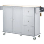 Rolling Kitchen Island with Drop-Leaf & Locking Wheels – Blue / White / Black / Grey, 2-Person Assembly