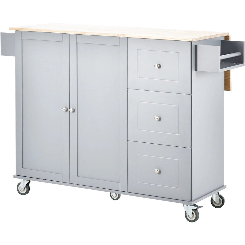 Rolling Kitchen Island with Drop-Leaf & Locking Wheels – Blue / White / Black / Grey, 2-Person Assembly