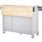 Rolling Kitchen Island with Drop-Leaf & Locking Wheels – Blue / White / Black / Grey, 2-Person Assembly