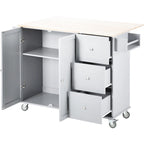 Rolling Kitchen Island with Drop-Leaf & Locking Wheels – Blue / White / Black / Grey, 2-Person Assembly