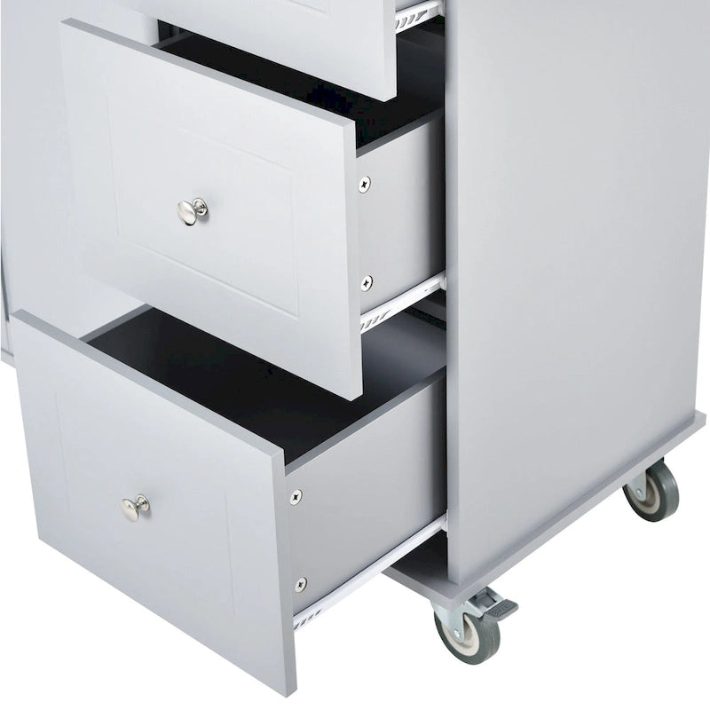 Rolling Kitchen Island with Drop-Leaf & Locking Wheels – Blue / White / Black / Grey, 2-Person Assembly