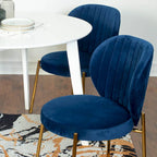 White Round Dining Table Set for 2, Velvet Upholstered Chairs, Gold Metal Frame – Yellow / Green / Blue