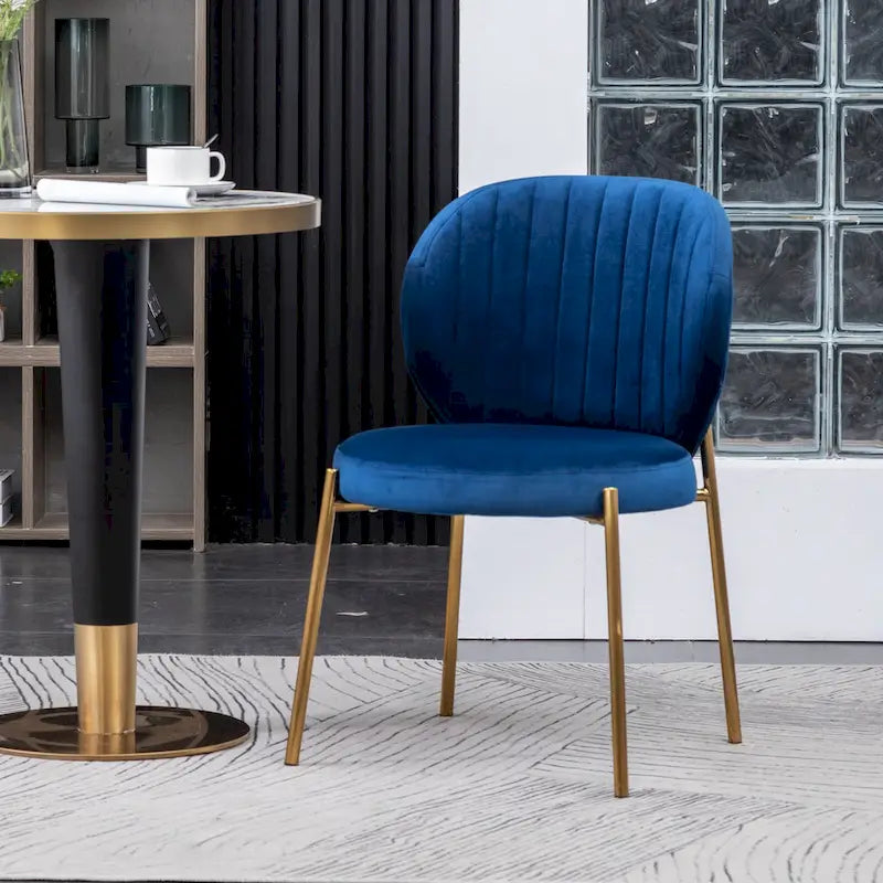 White Round Dining Table Set for 2, Velvet Upholstered Chairs, Gold Metal Frame – Yellow / Green / Blue