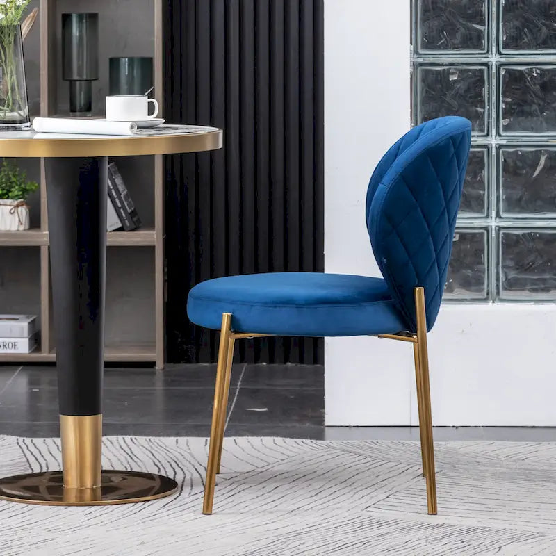 White Round Dining Table Set for 2, Velvet Upholstered Chairs, Gold Metal Frame – Yellow / Green / Blue
