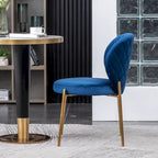 White Round Dining Table Set for 2, Velvet Upholstered Chairs, Gold Metal Frame – Yellow / Green / Blue