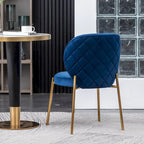 White Round Dining Table Set for 2, Velvet Upholstered Chairs, Gold Metal Frame – Yellow / Green / Blue
