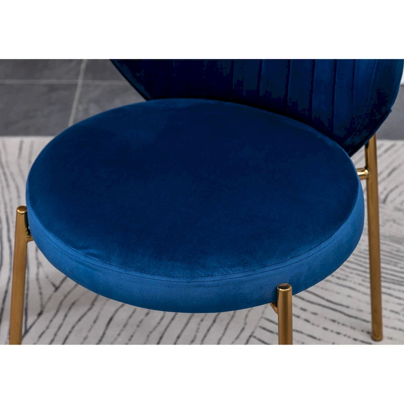 White Round Dining Table Set for 2, Velvet Upholstered Chairs, Gold Metal Frame – Yellow / Green / Blue